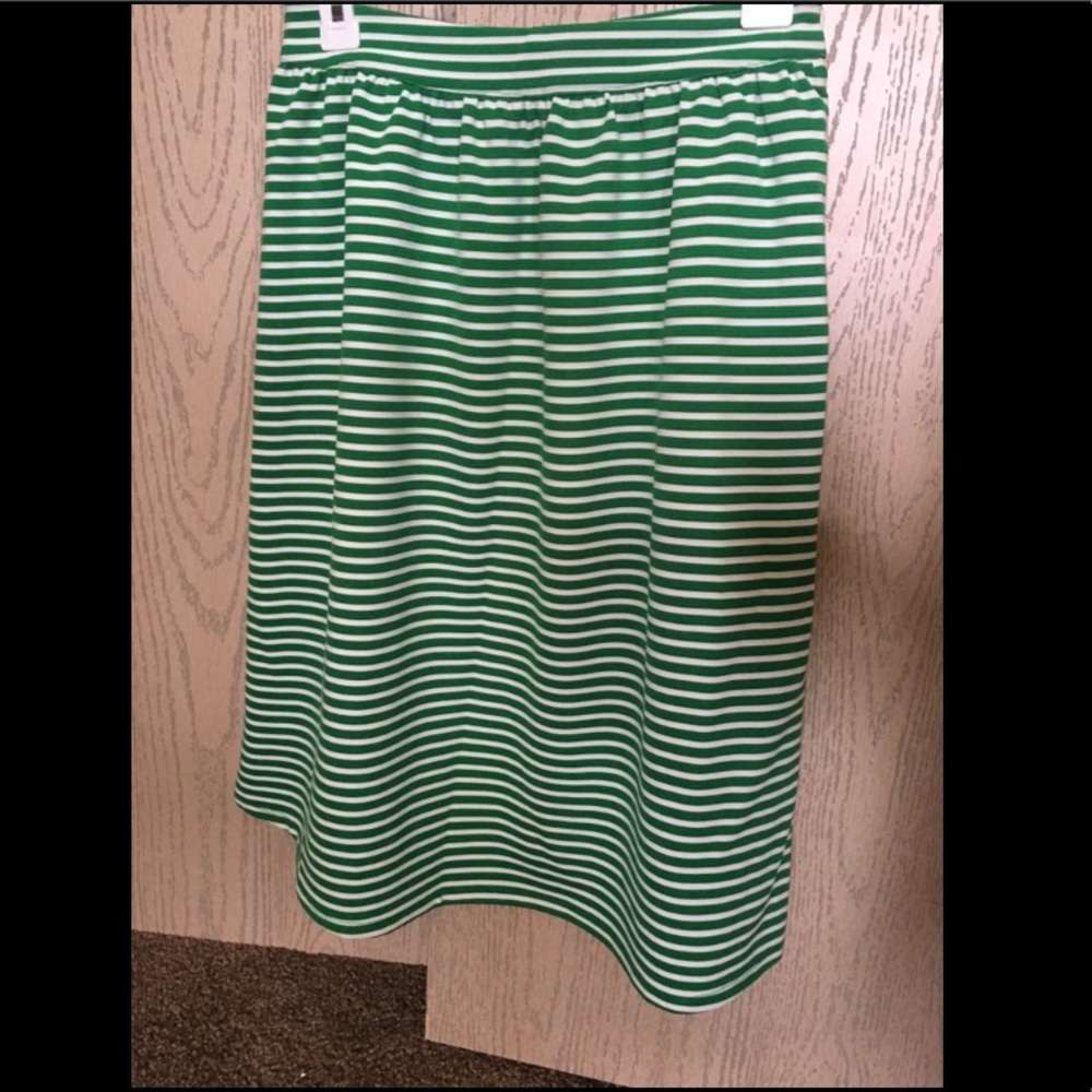 DownEast Green and White Striped Skirt
